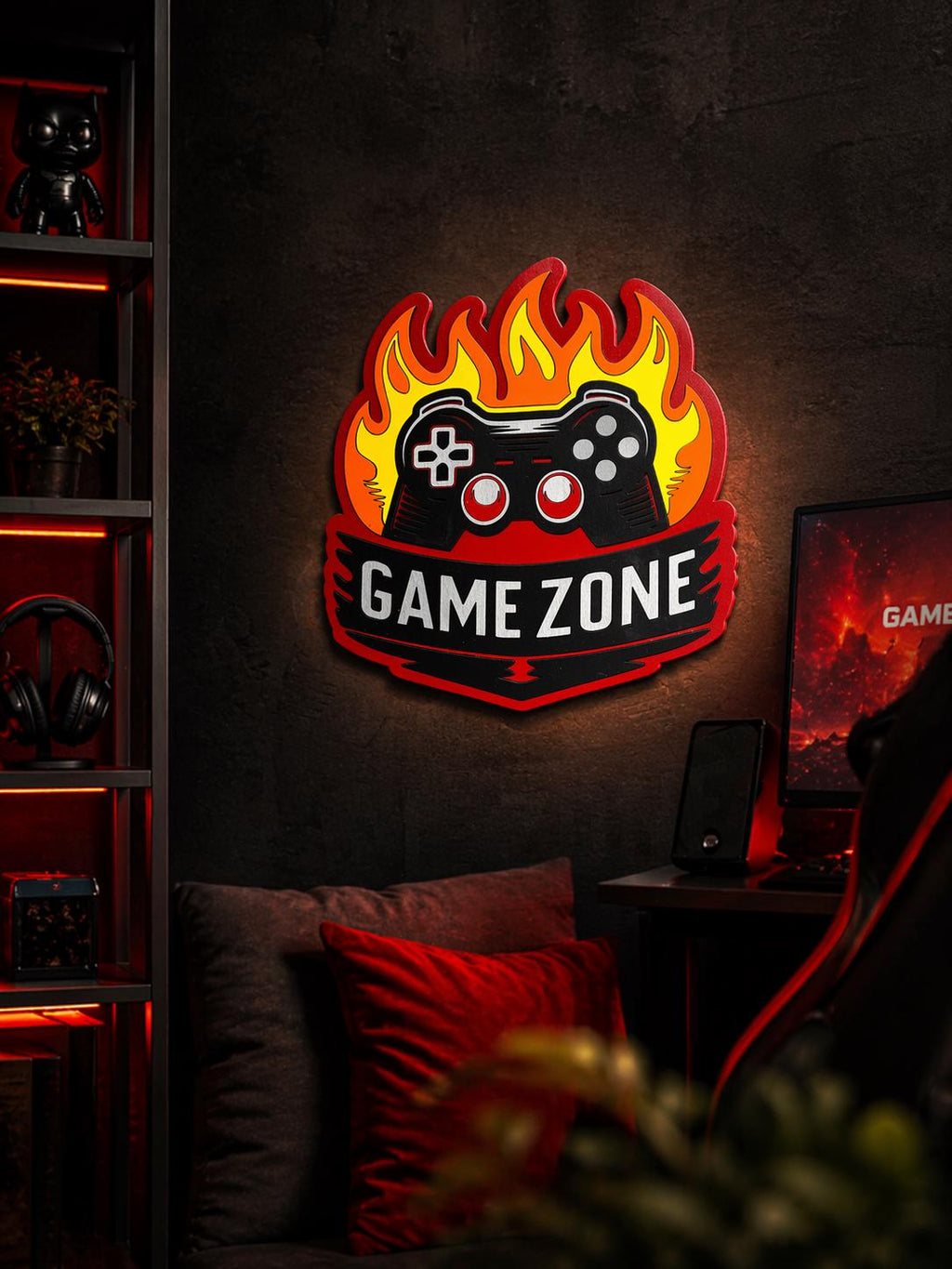 Game Zone Wall Sign | Gamer Room Decor | Boys Bedroom Wall Art | Gaming Room Sign | Teen Gamer Gift | Video Game Wall Decor | Gaming Setup Decor Handmade 3D Wood Sign