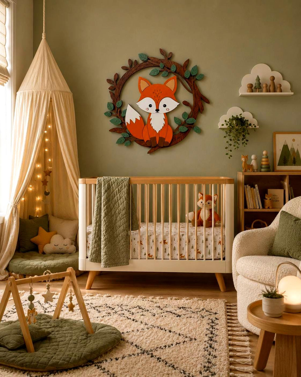 Woodland Fox Nursery Sign | Layered Fox Wall Decor | Woodland Baby Room Decor