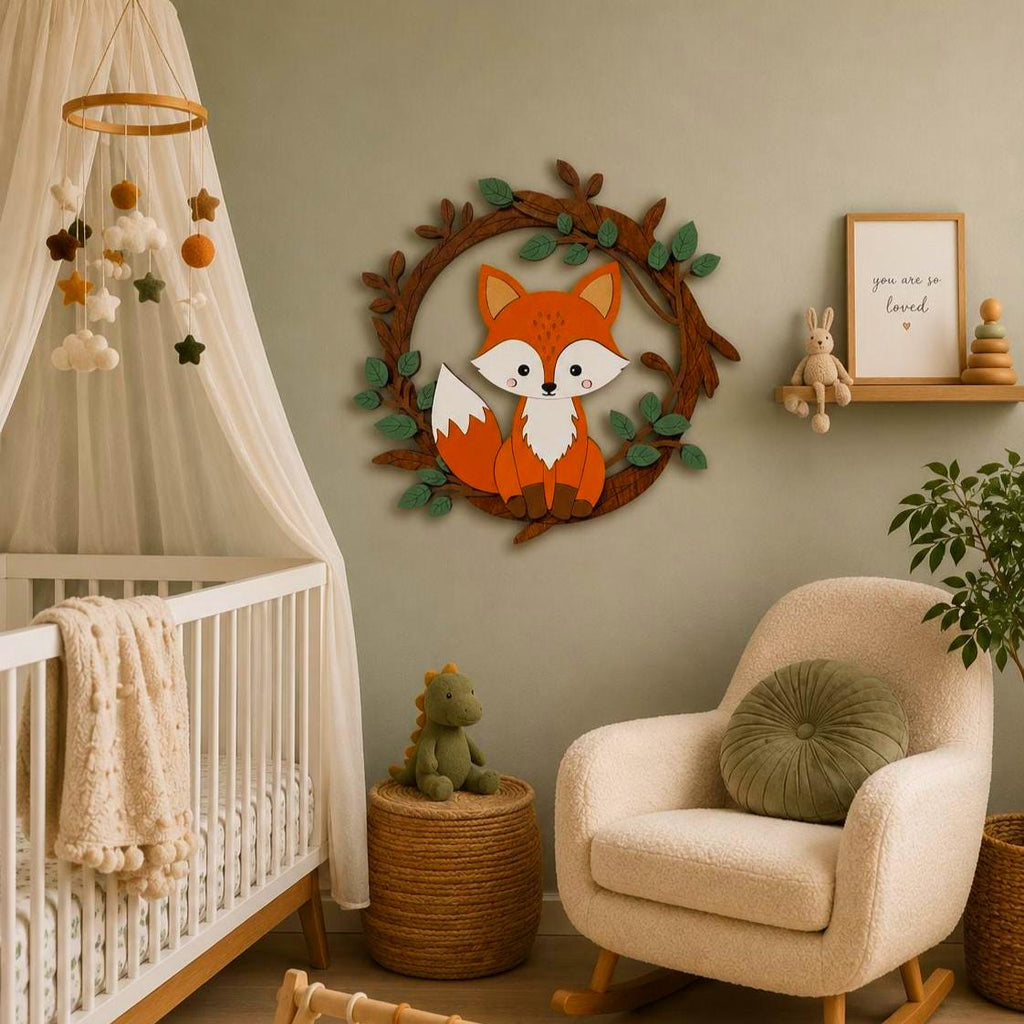 Woodland Fox Nursery Sign | Layered Fox Wall Decor | Woodland Baby Room Decor