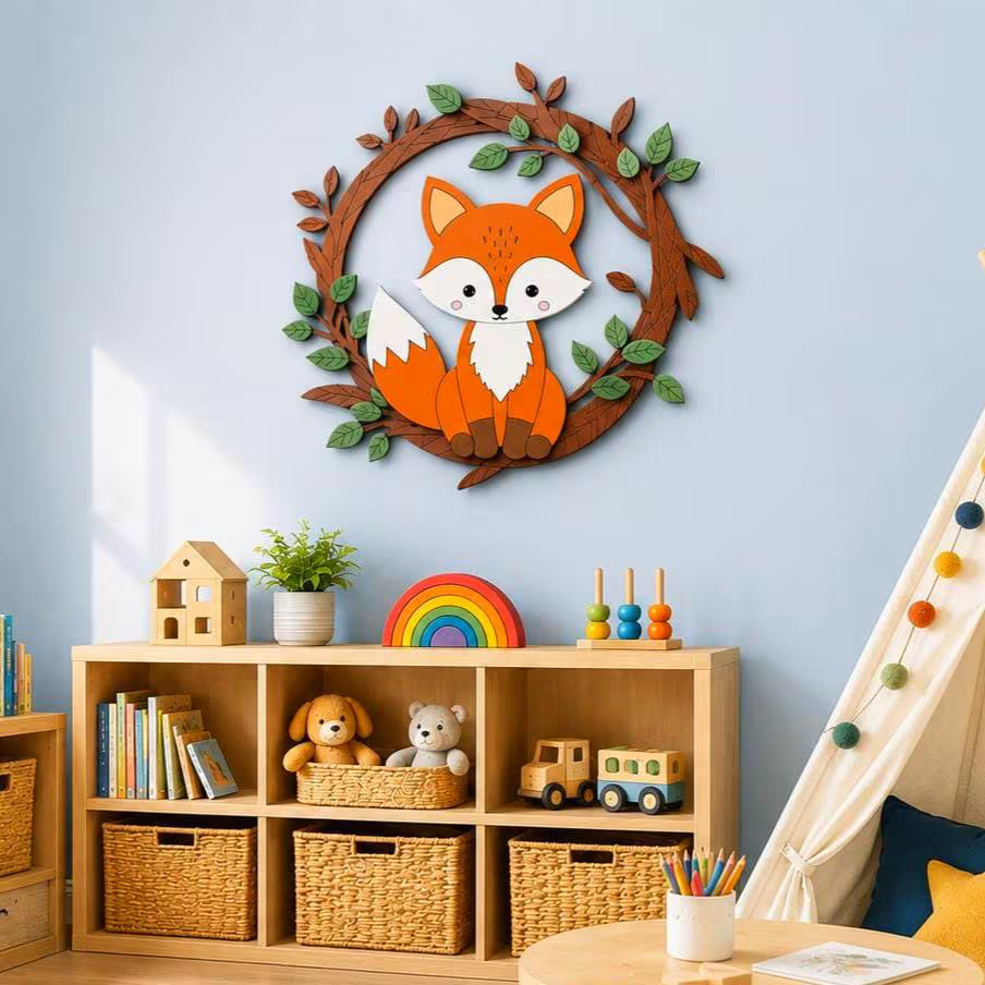Woodland Fox Nursery Sign | Layered Fox Wall Decor | Woodland Baby Room Decor
