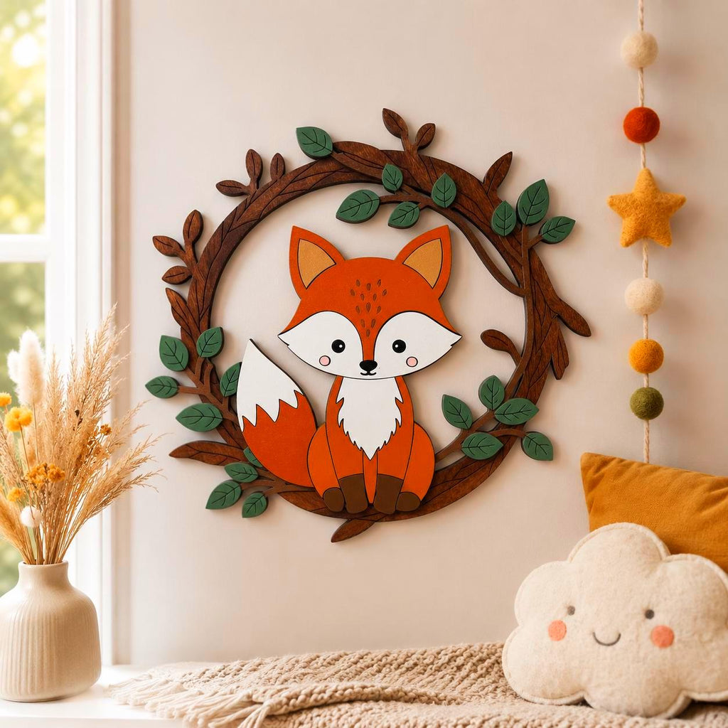 Woodland Fox Nursery Sign | Layered Fox Wall Decor | Woodland Baby Room Decor