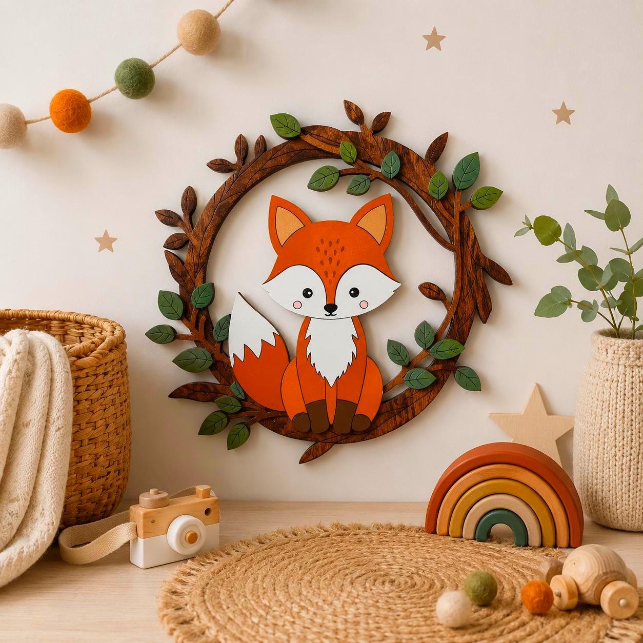 Woodland Fox Nursery Sign | Layered Fox Wall Decor | Woodland Baby Room Decor