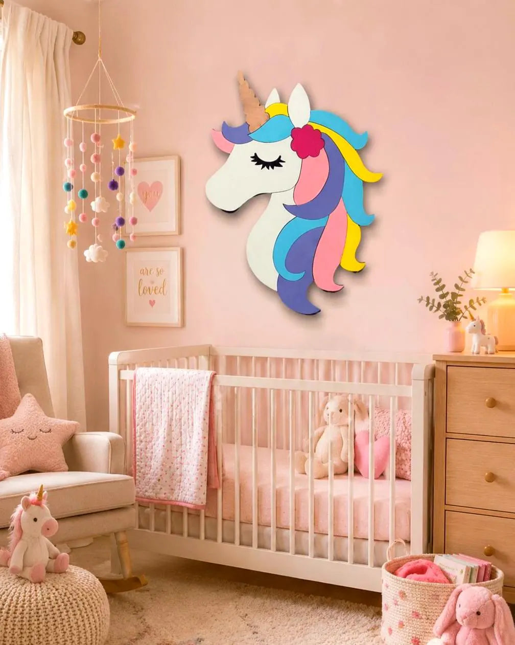 Layered Unicorn Wall Decor | Pastel Unicorn Nursery Sign | Wooden Kids Room Wall Art | Unicorn Bedroom Decor | Playroom Wall Hanging