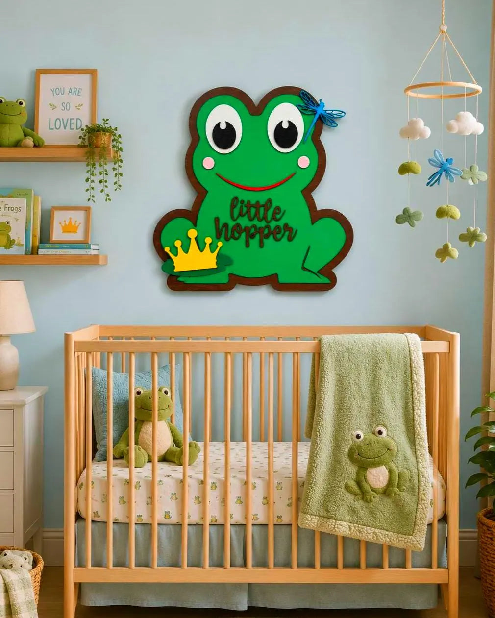 Little Hopper Frog Sign | Prince or Princess | Layered Wood Nursery Decor