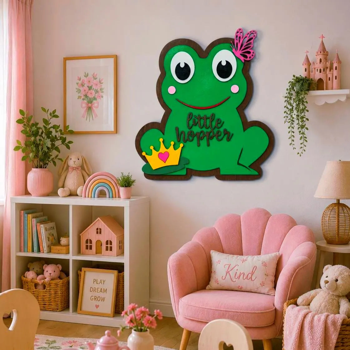 Little Hopper Frog Sign | Prince or Princess | Layered Wood Nursery Decor