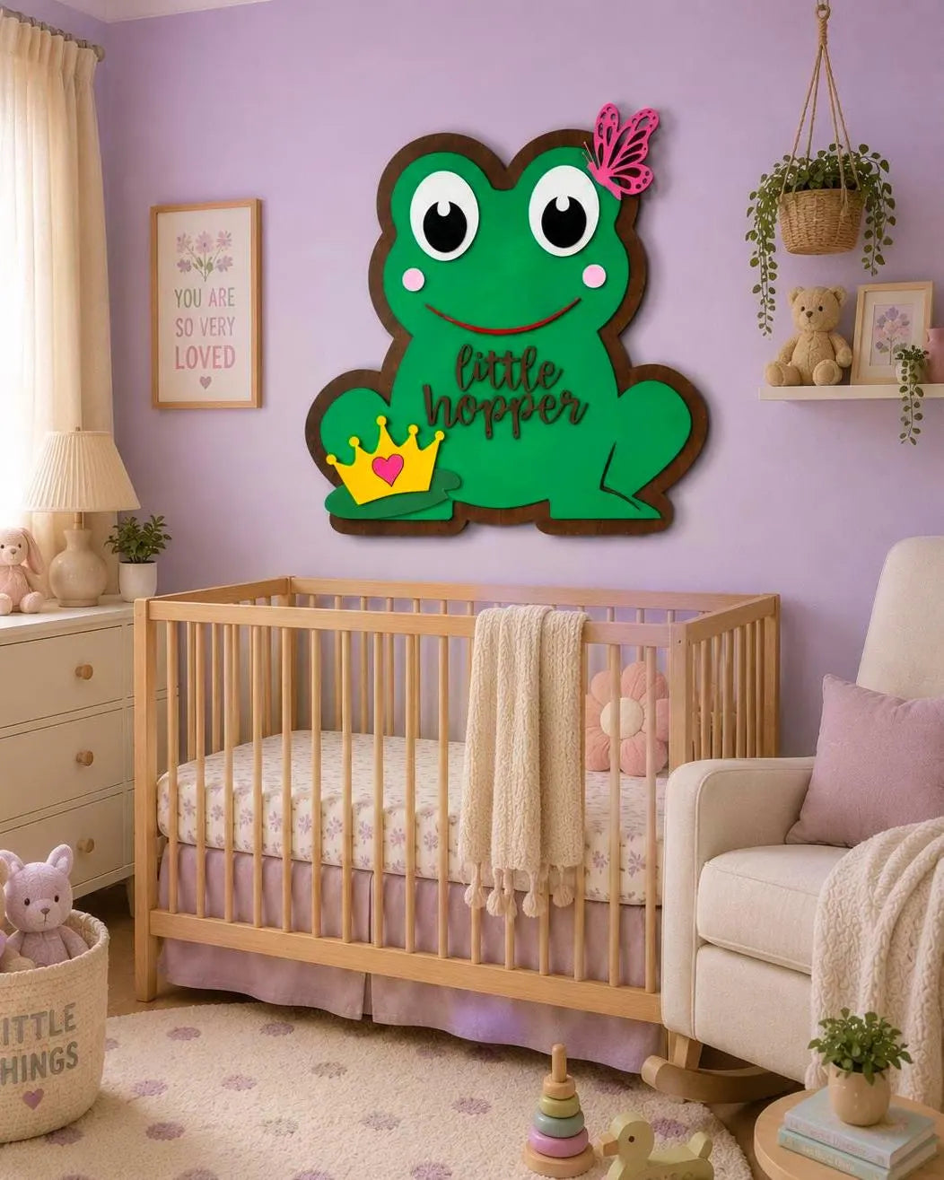 Little Hopper Frog Sign | Prince or Princess | Layered Wood Nursery Decor