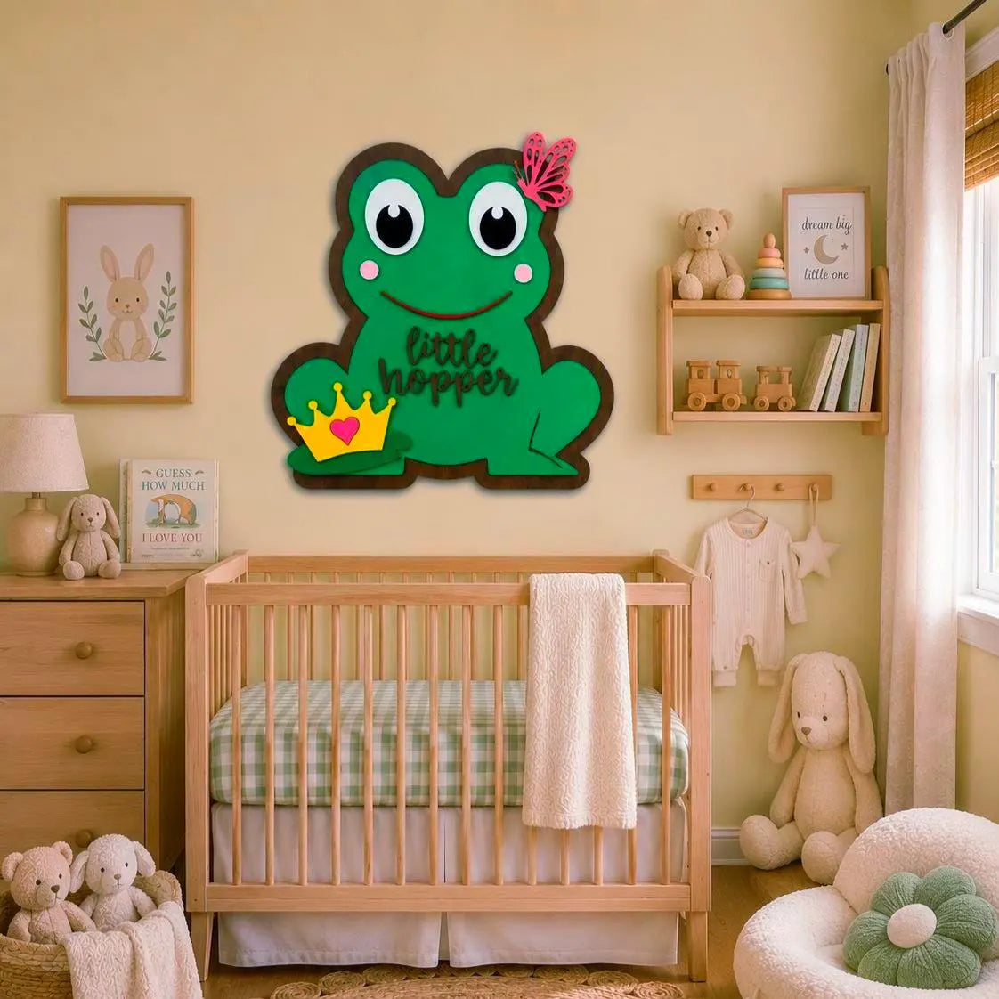Little Hopper Frog Sign | Prince or Princess | Layered Wood Nursery Decor