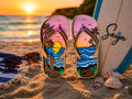 Tropical Flip Flop Wall Decor | Beach Sunset Sandals | Coastal Wooden Wall Art | 5 Layer Sign