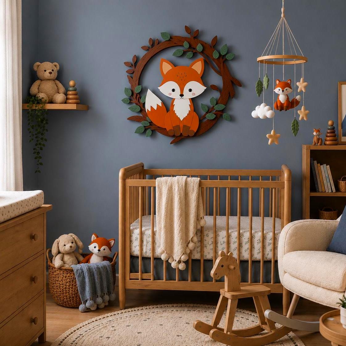 Woodland Fox Nursery Sign | Layered Fox Wall Decor | Woodland Baby Room Decor