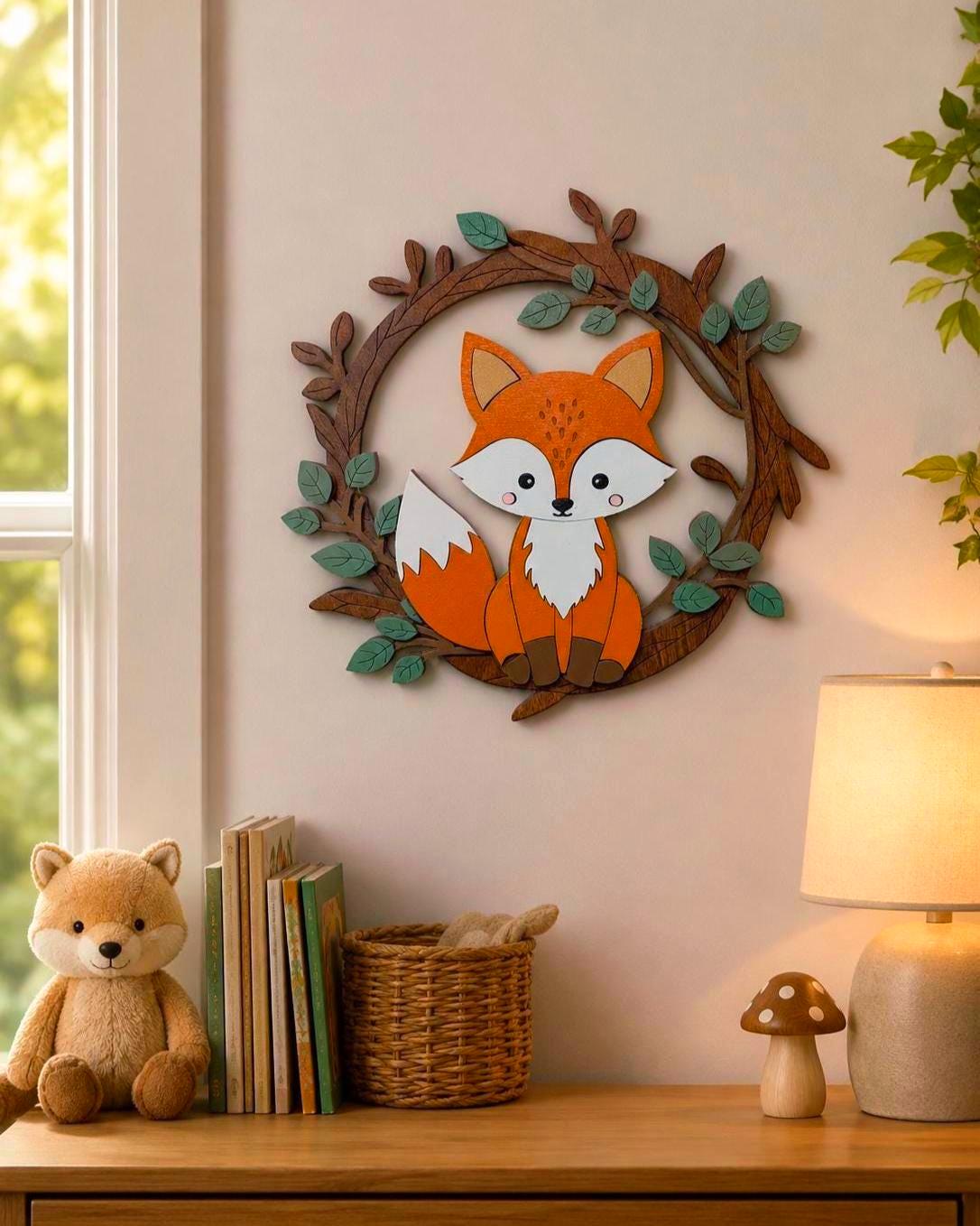 Woodland Fox Nursery Sign | Layered Fox Wall Decor | Woodland Baby Room Decor