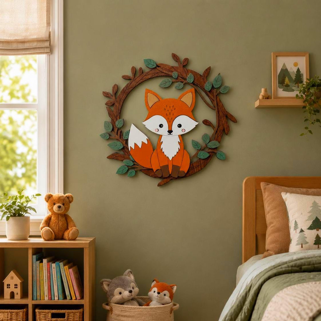 Woodland Fox Nursery Sign | Layered Fox Wall Decor | Woodland Baby Room Decor