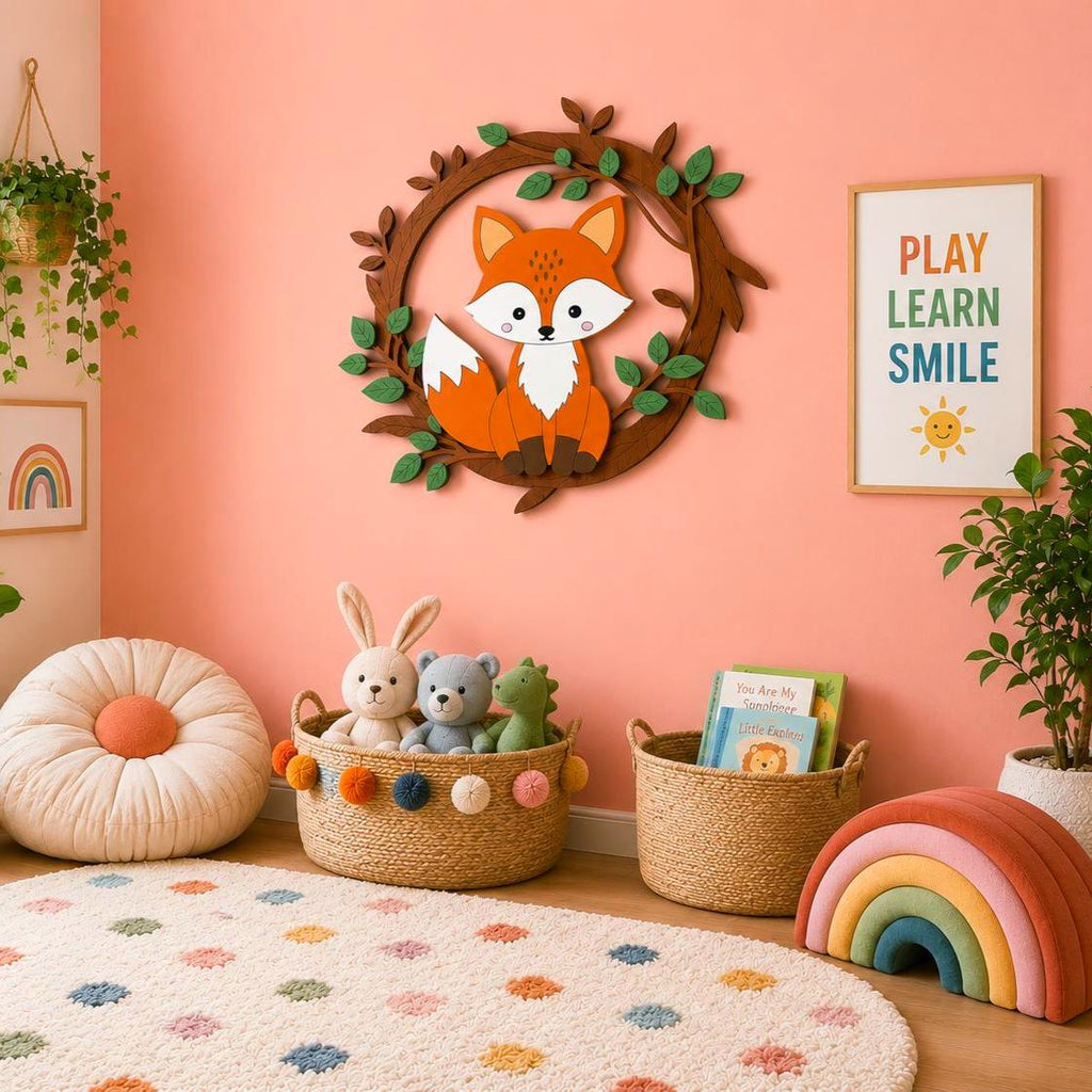 Woodland Fox Nursery Sign | Layered Fox Wall Decor | Woodland Baby Room Decor