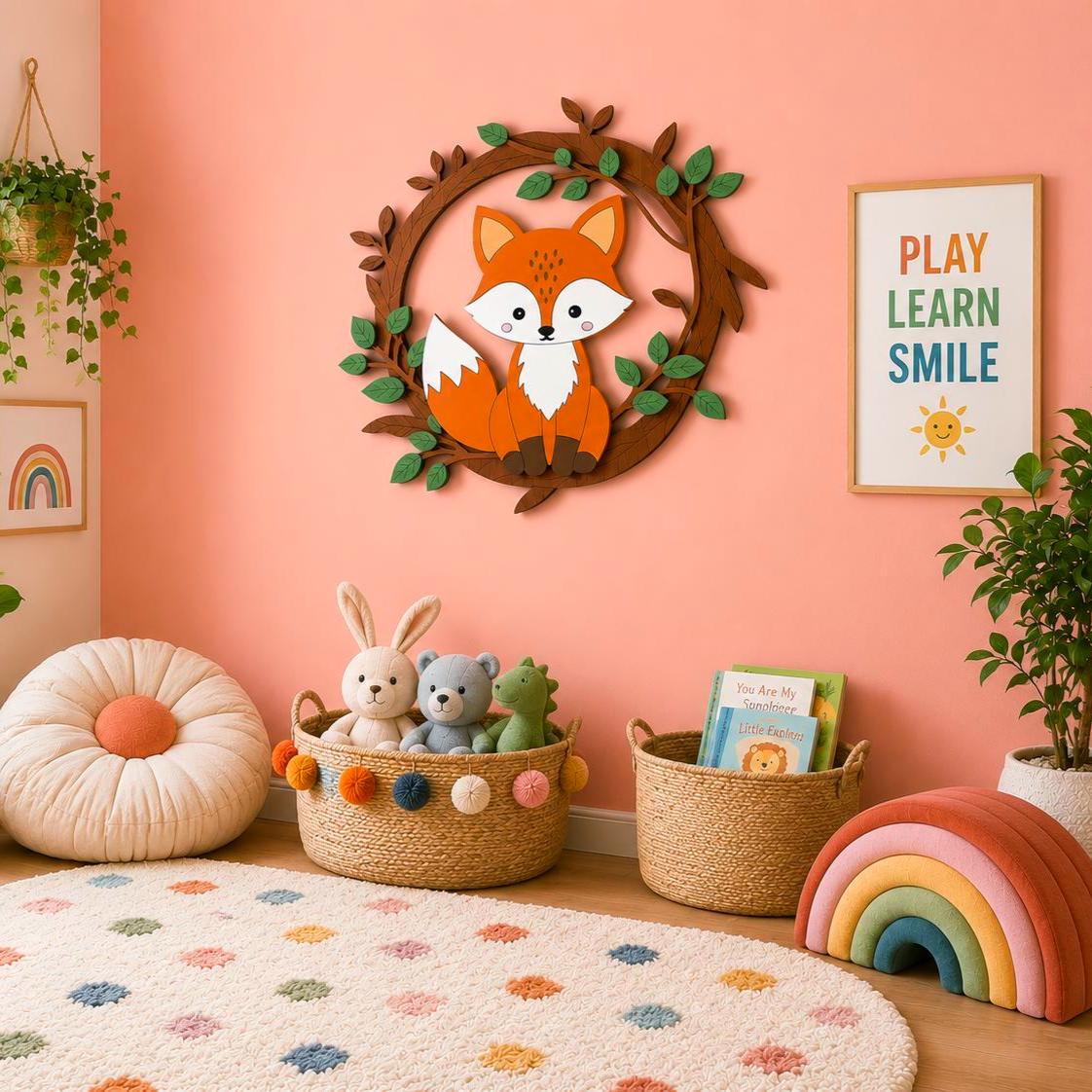 Woodland Fox Nursery Sign | Layered Fox Wall Decor | Woodland Baby Room Decor