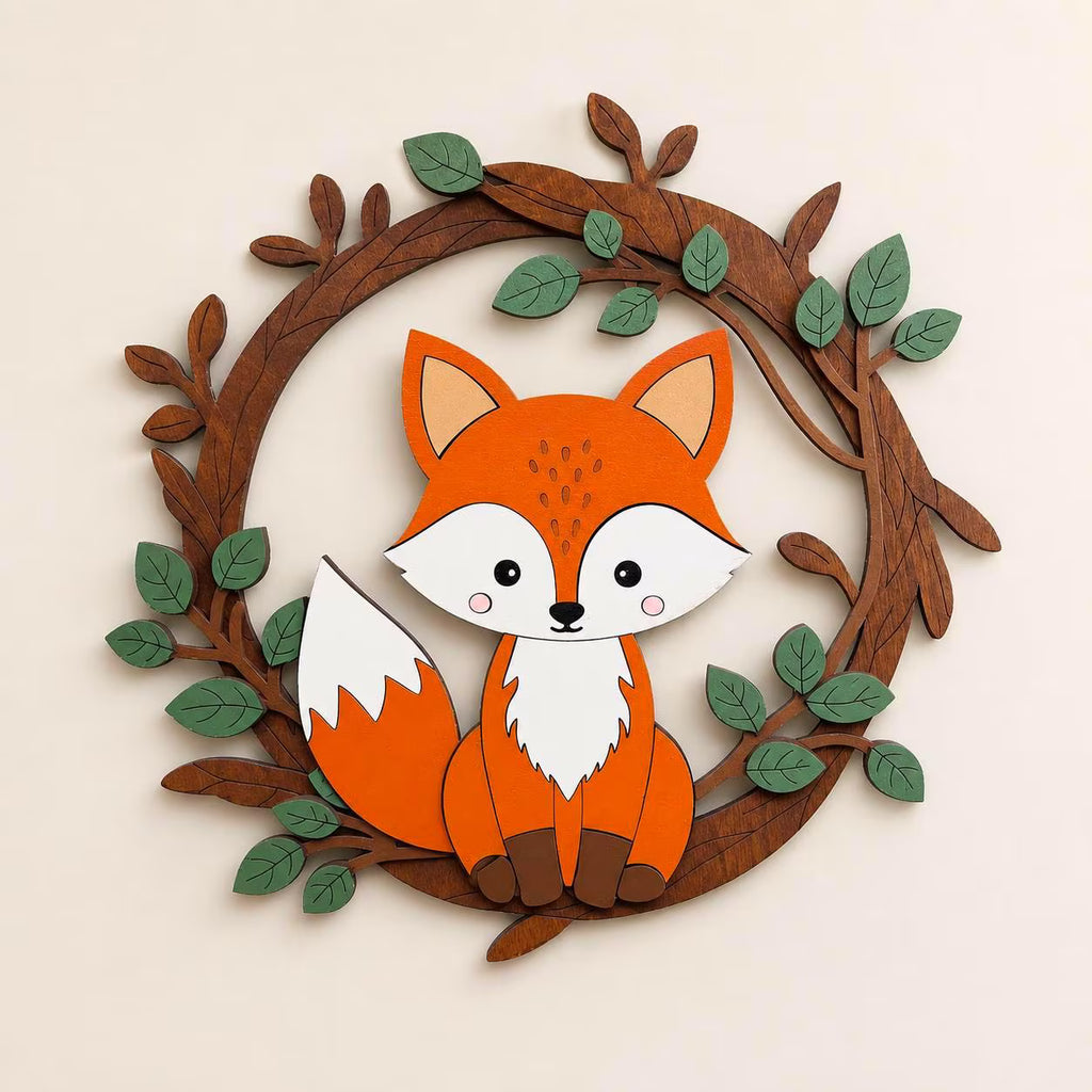 Woodland Fox Nursery Sign | Layered Fox Wall Decor | Woodland Baby Room Decor