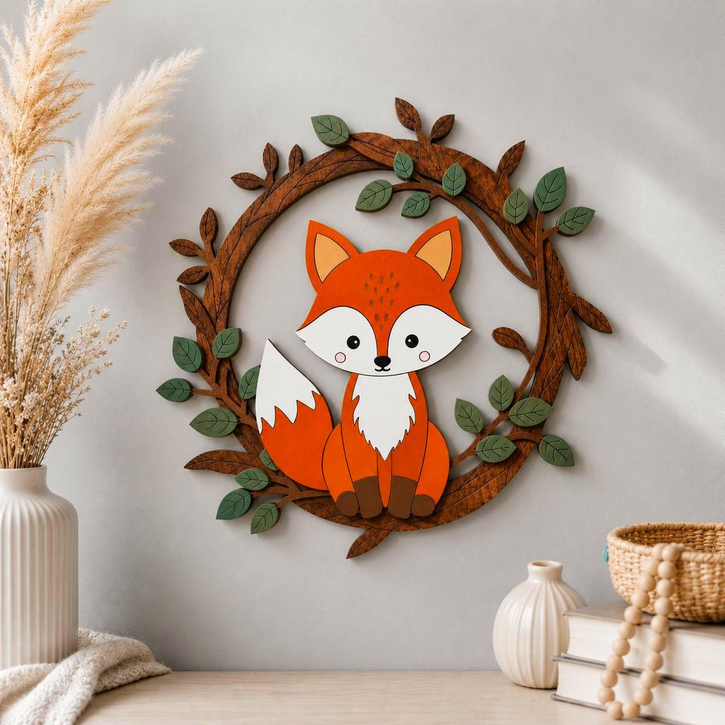 Woodland Fox Nursery Sign | Layered Fox Wall Decor | Woodland Baby Room Decor