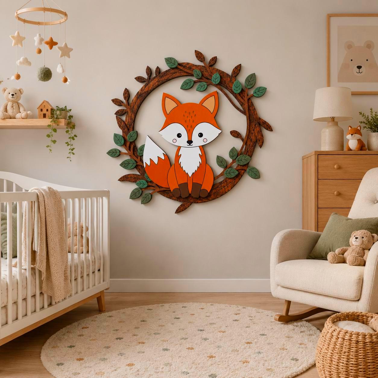 Woodland Fox Nursery Sign | Layered Fox Wall Decor | Woodland Baby Room Decor