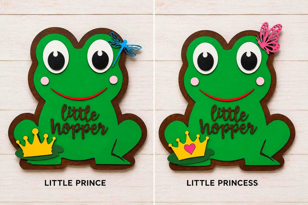 Little Hopper Frog Sign | Prince or Princess | Layered Wood Nursery Decor
