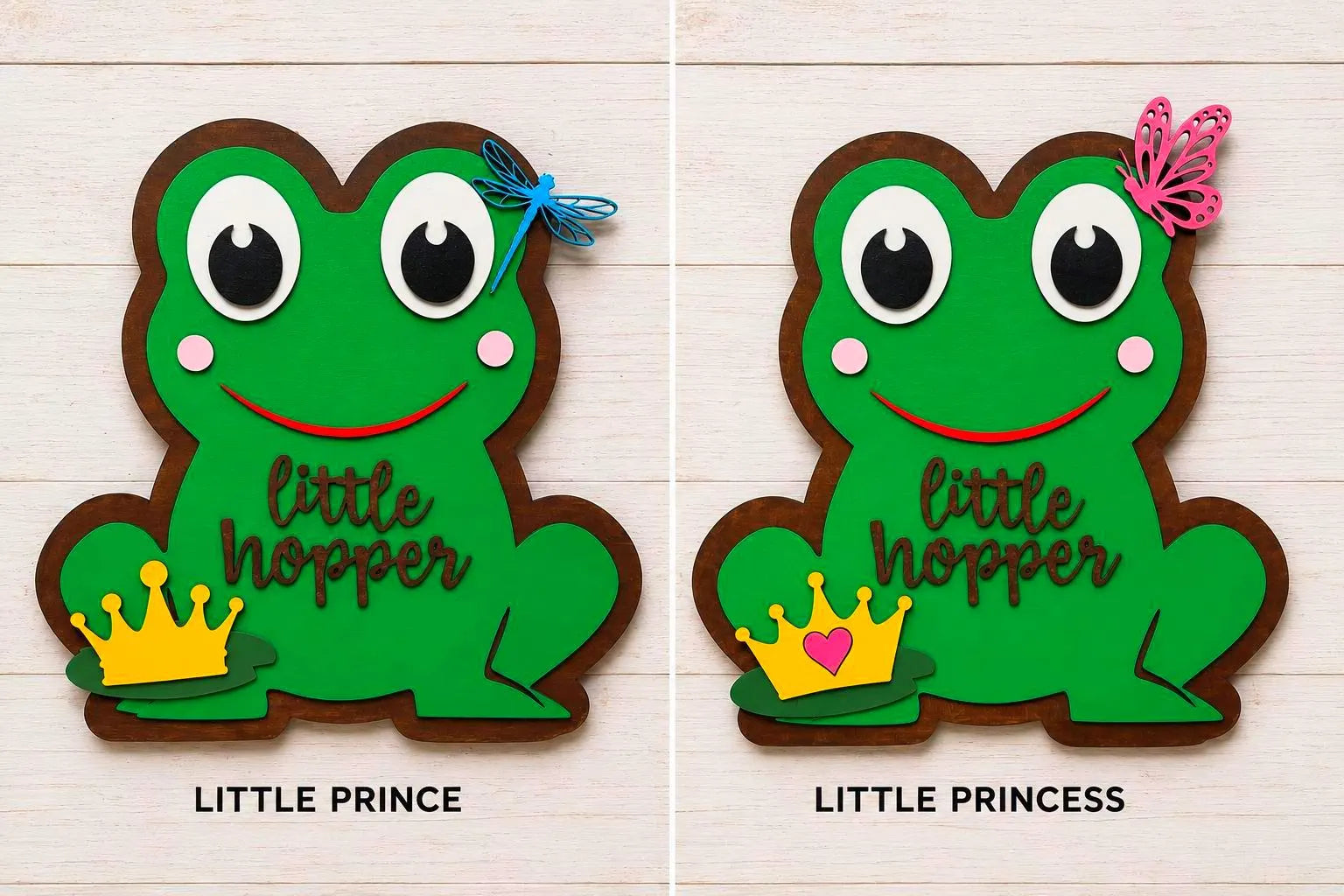 Little Hopper Frog Sign | Prince or Princess | Layered Wood Nursery Decor