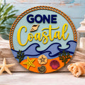 Gone Coastal Layered Wood Beach Sign | Coastal Wall Decor | Beach House Door Hanger | Nautical Summer Decor Handmade 3D Wood Decor